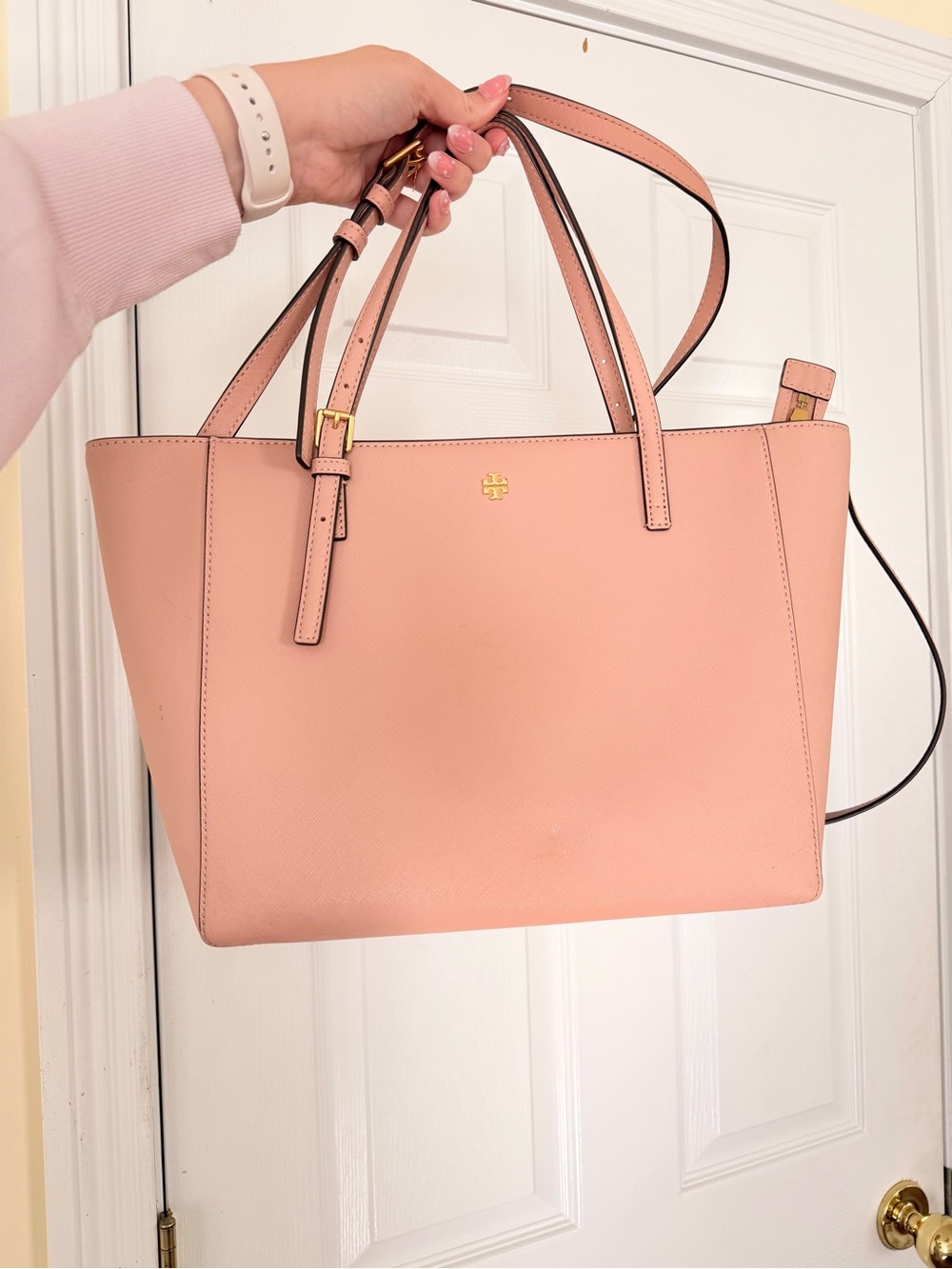 Tory Burch Blush Pink Saffiano Leather Tote